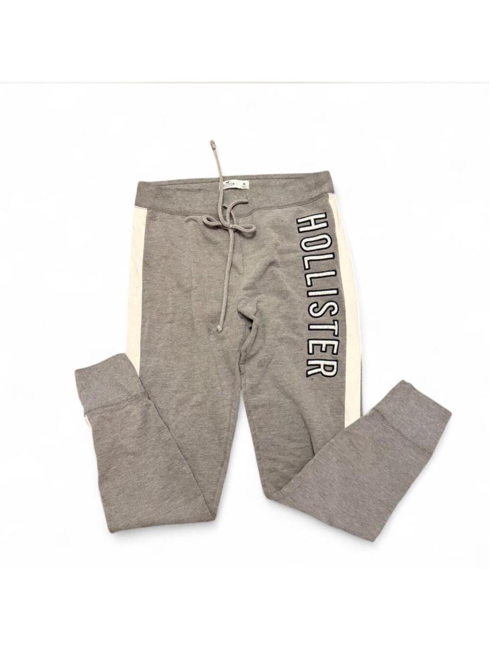 Hollister grey and white striped joggers size medium